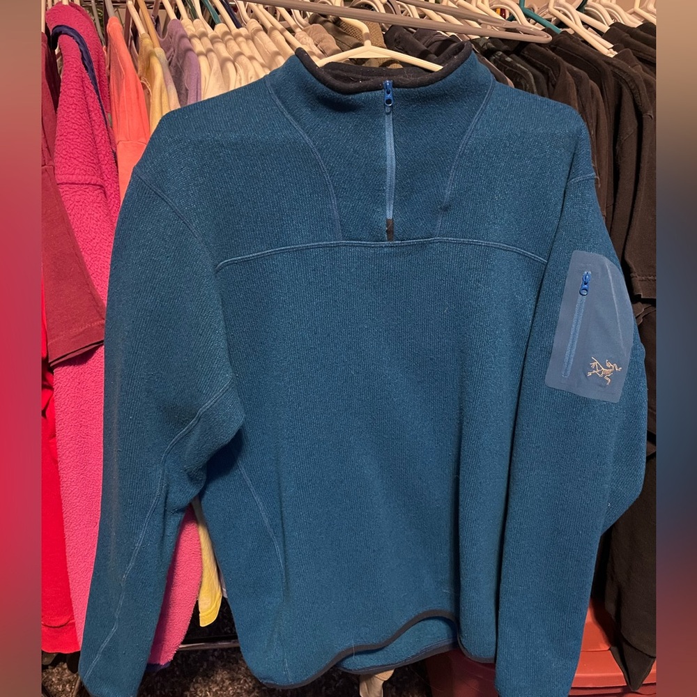 Arc'teryx Covert Blue Pullover Quarter Zip Fleece Sweater
